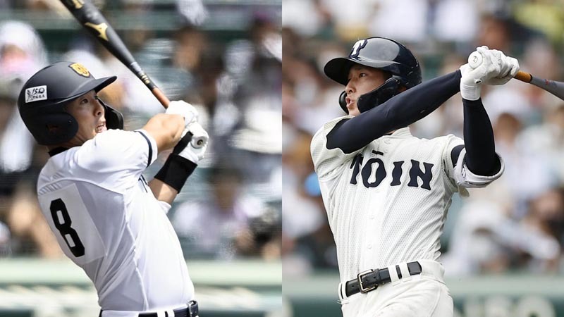 （左）小柄だがパンチ力のある高松商の浅野（右）強肩強打の大阪桐蔭・松尾捕手
